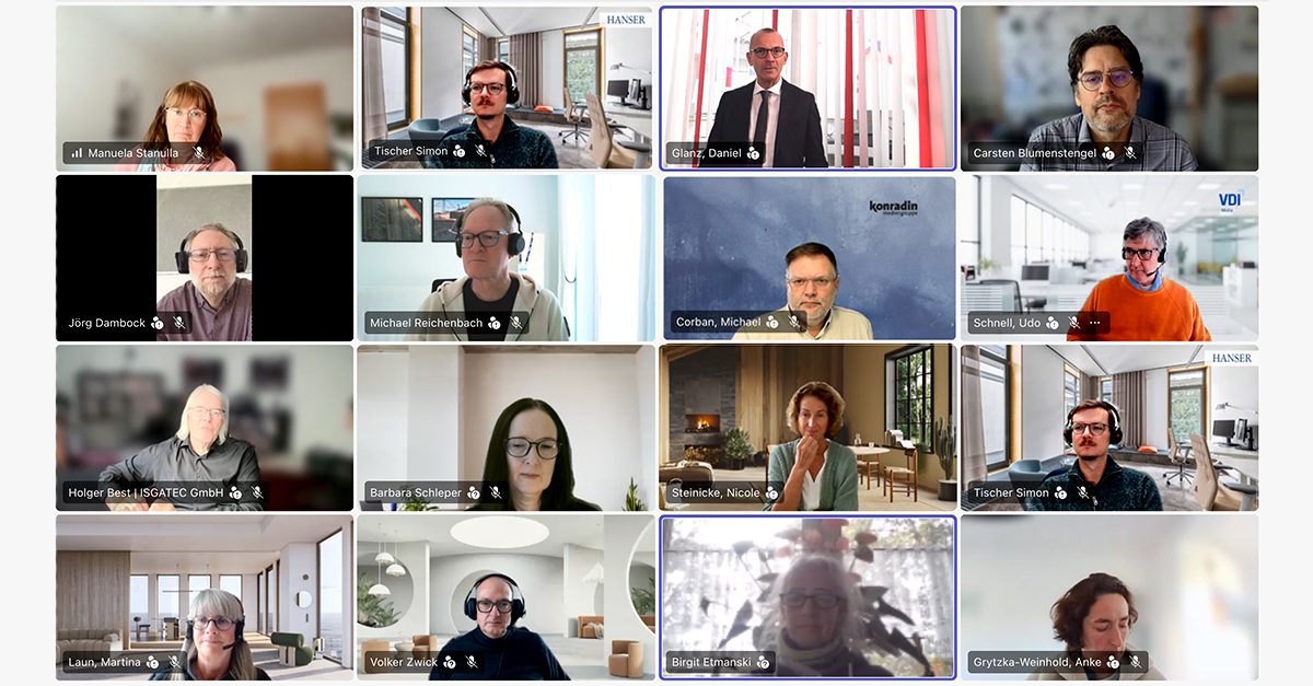 Online-Pressekonferenz ZwickRoell 2026 – Fachjournalisten Videokonferenz-Ansicht mit Fachjournalistinnen und Fachjournalisten bei der Online-Pressekonferenz von ZwickRoell 2026